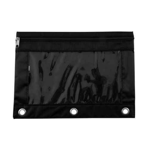 Binder Pencil Pouch, Black/Clear, 10x7.38 in
