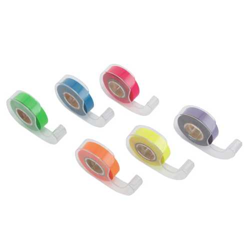 Removable Highlighter Tape, Assorted Neon Colors, 0.5x720 in, 6 Pack