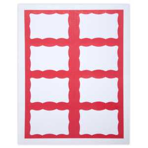 Adhesive Badges, Red Border, Pack of 200