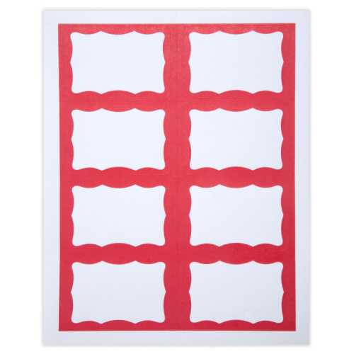 Adhesive Badges, Red Border, Pack of 200