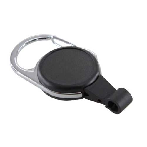 No-Twist Carabiner ID Card Reel with Slot Hook, Black