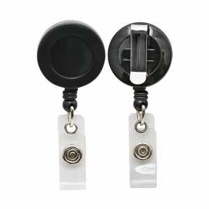 Standard Round ID Badge Reel with Belt Clip, Black