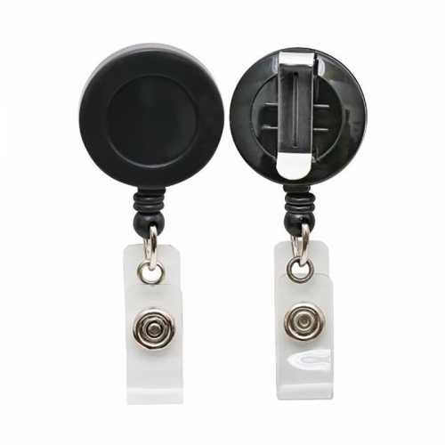 Standard Round ID Badge Reel with Belt Clip, Black