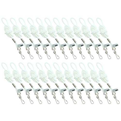 Standard Lanyard Hook Rope Style, White, Pack of 24