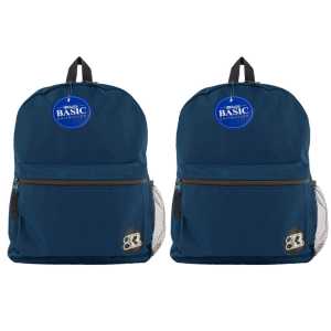 16" Basic Backpack, Navy Blue, Pack of 2