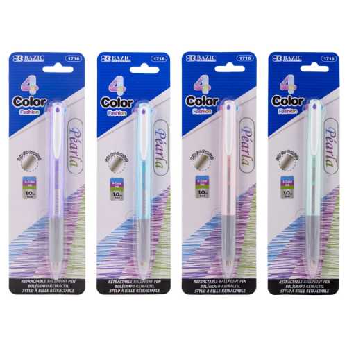 4-Color Fashion Pen with Cushion Grip, Assorted Barrel Color, 1 Pen