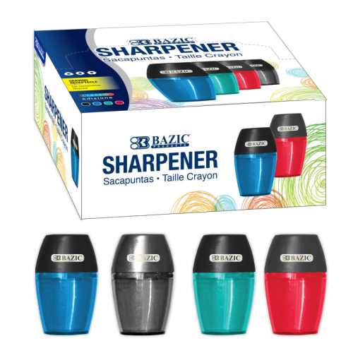 Axel Pencil Sharpener with Receptacle, Assorted Colors, 1 Count, Pack of 24