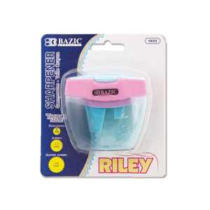 Riley Triple-Hole Pencil Sharpener with Receptacle, Assorted Colors
