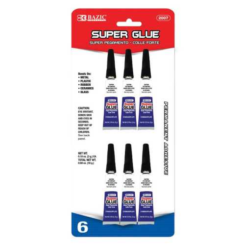 Super Glue, 0.10 oz (3g), Pack of 6