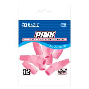Pink Eraser Caps, 12-Count Pack