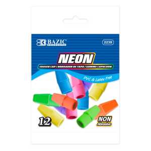 Neon Eraser Caps, 12-Count Pack