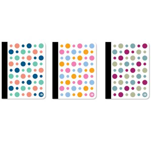 Polka Dot Composition Books, College Ruled, 100 Count, 3-Pack