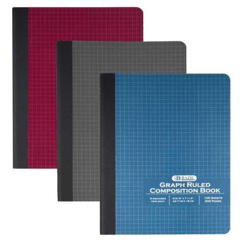 Quad-Ruled Composition Books, 100 Count, 3-Pack