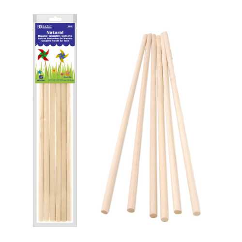 Round Natural Wooden Dowel, 3/8