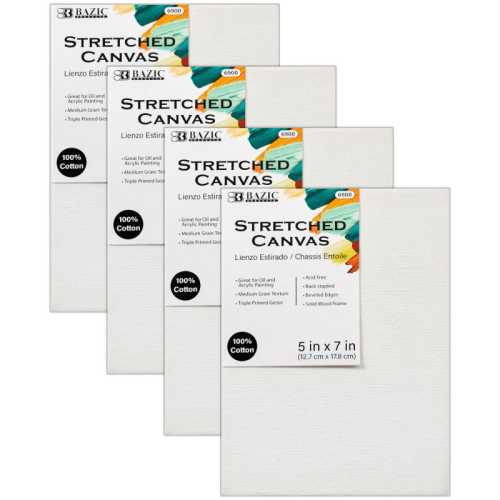 Stretched Canvases, 5 x 7 in, 4-Pack