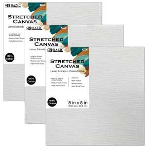 Stretched Canvases, 8 x 8 in, 3-Pack
