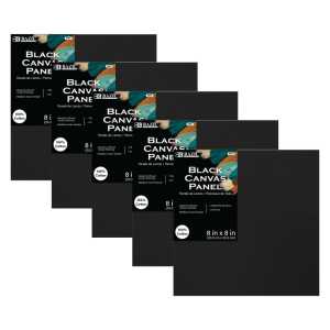 Black Canvas Panels, 8 x 8 in, 5-Pack