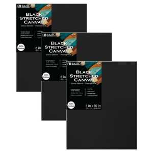 Black Stretched Canvases, 8 x 10 in, 3-Pack