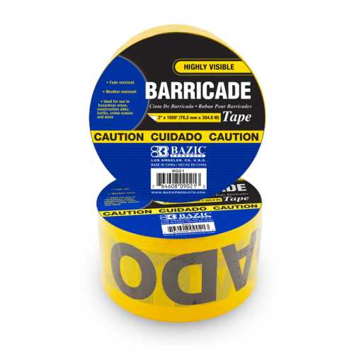 CAUTION Barricade Tape, Yellow, 3
