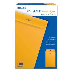 Clasp Envelope, 9" x 12", Box of 100