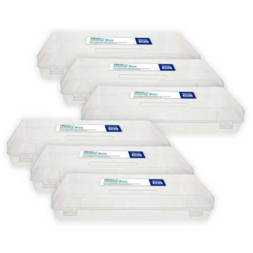 Multipurpose Ruler-Length Utility Box, Clear, Set of 6