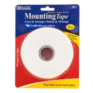 Double Sided Foam Mounting Tape, 1" x 200"