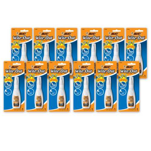Wite Out&reg; 2 in 1 Correction Fluid, Pack of 6