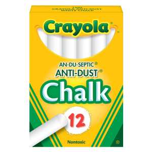 Anti-Dust&reg; Chalkboard Chalk, White, 12 Count