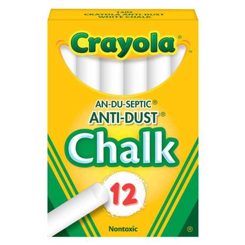 Anti-Dust&reg; Chalkboard Chalk, White, 12 Count