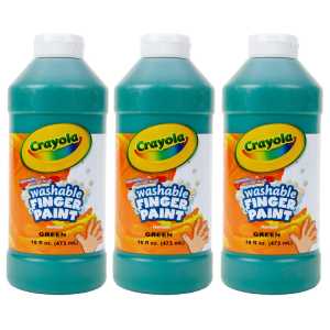 Washable Finger Paint, Green, 16 oz, Pack of 3