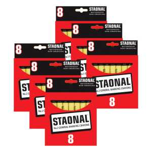 Staonal&reg; Marking Crayons, Black, 8 Per Pack, 6 Packs