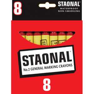 Staonal&reg; Marking Crayons, Red, 8 Count