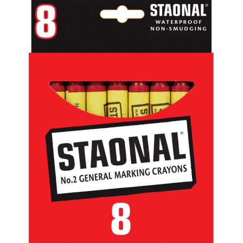 Staonal&reg; Marking Crayons, Red, 8 Count
