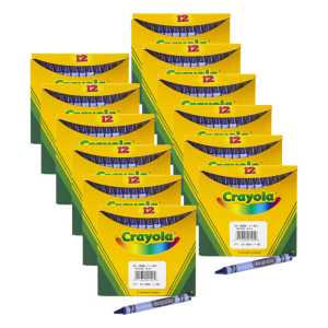 Single Color Bulk Crayons, Regular Size, Blue, 12 Per Pack, 12 Packs