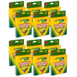 Triangular Anti-Roll Crayons, 8 Per Box, 12 Boxes