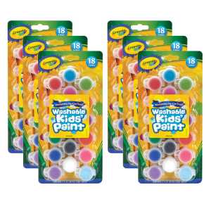 Washable Kids Paint Set & Paintbrush, 18 Count, 6 Sets
