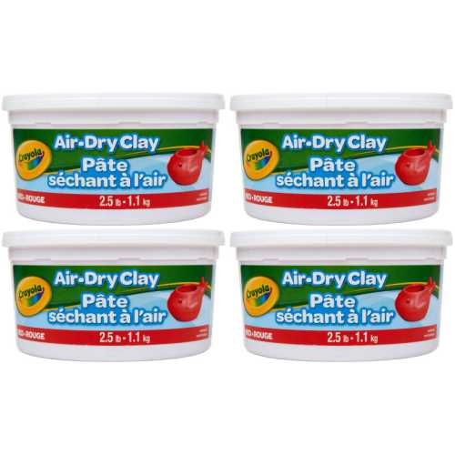Air Dry Clay, 2.5lb Tub, Red, Pack of 4