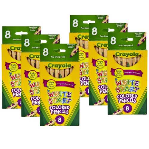 Write Start&reg; Colored Pencils, 8 Per Box, 6 Boxes