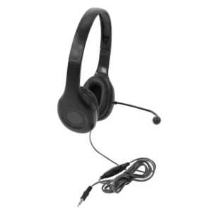 On-Ear Headset with Gooseneck Microphone, 3.5mm, Black