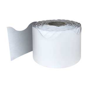 White Rolled Scalloped Border, 2-1/4 Inch x 65 Feet