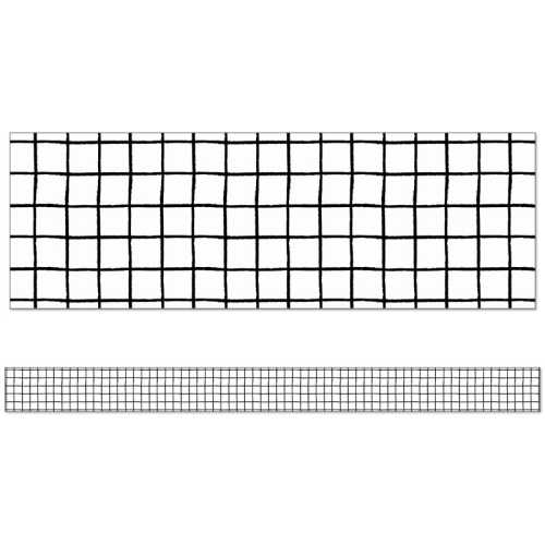 Creatively Inspired Black & White Grid Straight Borders, 36 Feet