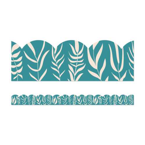 True to You Teal with Leaves Scalloped Bulletin Board Borders, 39 Feet
