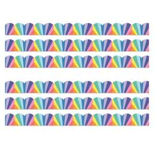 We Stick Together Rainbow Burst Scalloped Bulletin Board Borders, 39 Feet Per Pack, 6 Packs