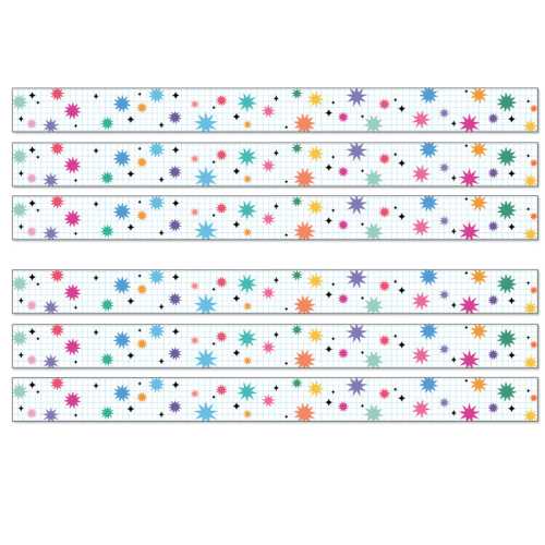 Happily Ever Elementary Retro Remix Bursts & Twinkles Straight Bulletin Board Borders, 36 Feet Per Pack, 6 Packs
