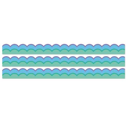 Happily Ever Elementary Retro Remix Cool Waves Scalloped Bulletin Board Borders, 39 Feet Per Pack, 3 Packs