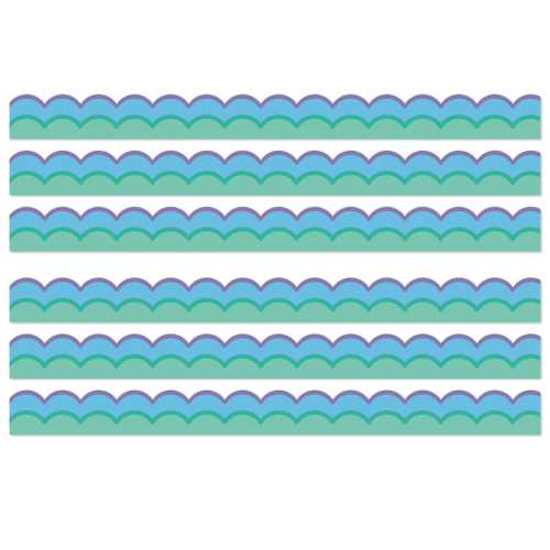 Happily Ever Elementary Retro Remix Cool Waves Scalloped Bulletin Board Borders, 39 Feet Per Pack, 6 Packs