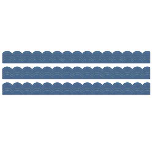 Crafty and Cool Denim Scalloped Bulletin Board Borders, 39 Feet Per Pack, 3 Packs