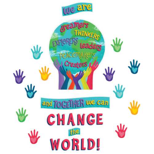 One World Together We Can Change the World Bulletin Board Set, 47 Pieces