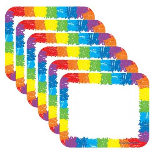 Name Tags, Rainbow: Kid-Drawn, 40 Per Pack, 6 Packs