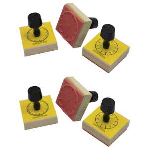 Clock Stamp Set, 3 Per Set, 2 Sets